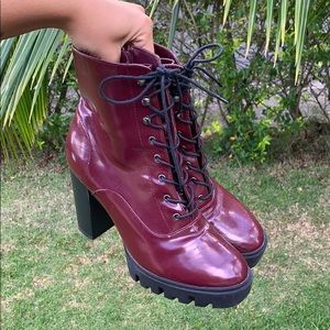 Burgundy Lace-up / Zip-up Booties